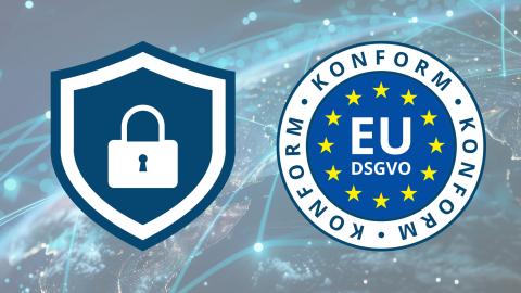 Symbolbild für Digitale Souveränität mit Logos für IT-Sicherheit und DSGVO-Konformität