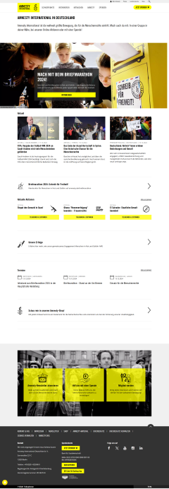 Screenshot der gesamten Startseite von www.amnesty.de