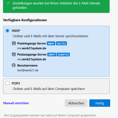 Screenshot Mail-Einstellungen